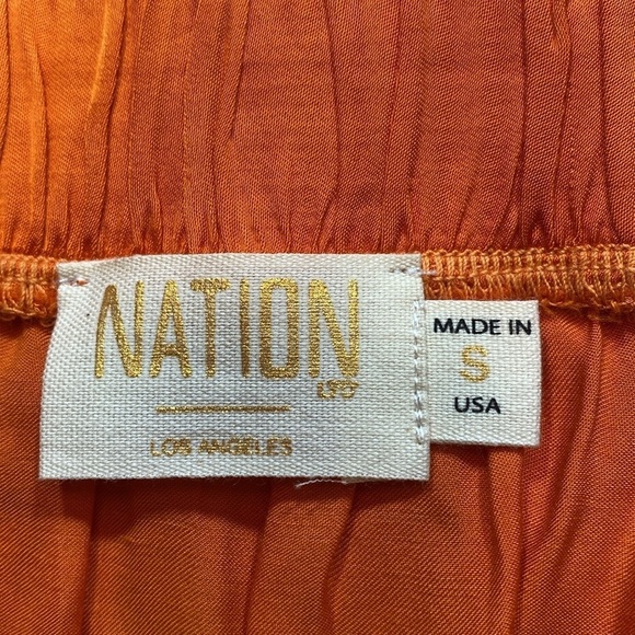 Nation LTD Birdie Flirty Orange Satin Skirt sz S - Picture 3 of 9